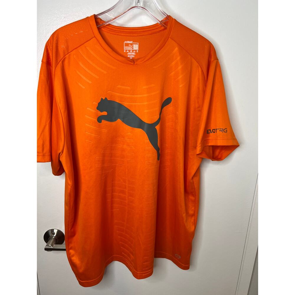 Puma EVO TRG Men's Dry Cell Vented Short Sleeve Logo T-Shirt Orange ~ Size XXL
